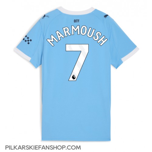 Koszulka piłkarska Manchester City Omar Marmoush #7 Strój Domowy dla kobiety 2025-26 tanio Krótki Rękaw Koszulka piłkarska Manchester City Omar Marmoush #7 Strój Domowy dla kobiety 2025-26 tanio Krótki Rękaw